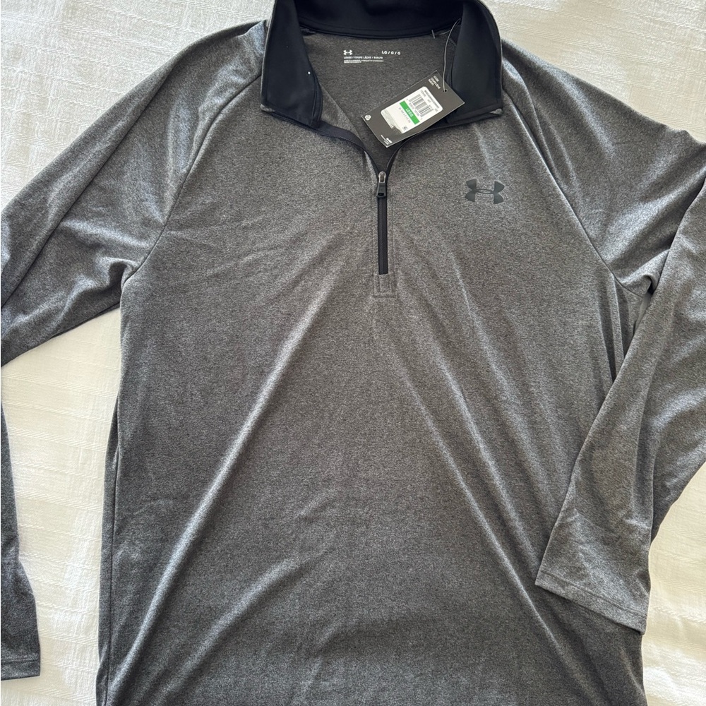 NWT Under Armour Charcoal and Black Quarter-Zip Pullover